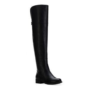 SUN STONE Womens Black Wide Calf Allicce Round Toe Block Heel Boots Shoes 7 M